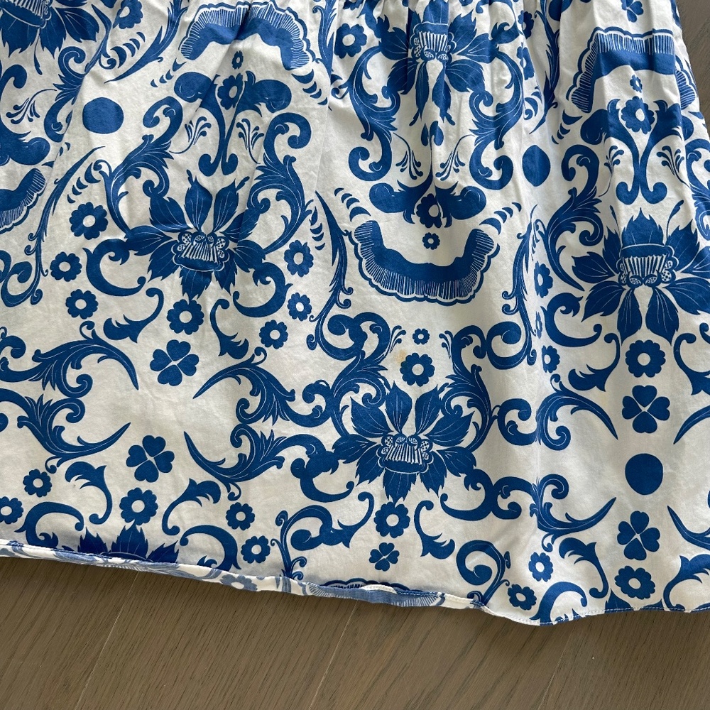Borgo De Nor Julia Cotton Dress Venezia Blue Off the Shoulder Button UK 12 US 8 - Picture 4 of 11